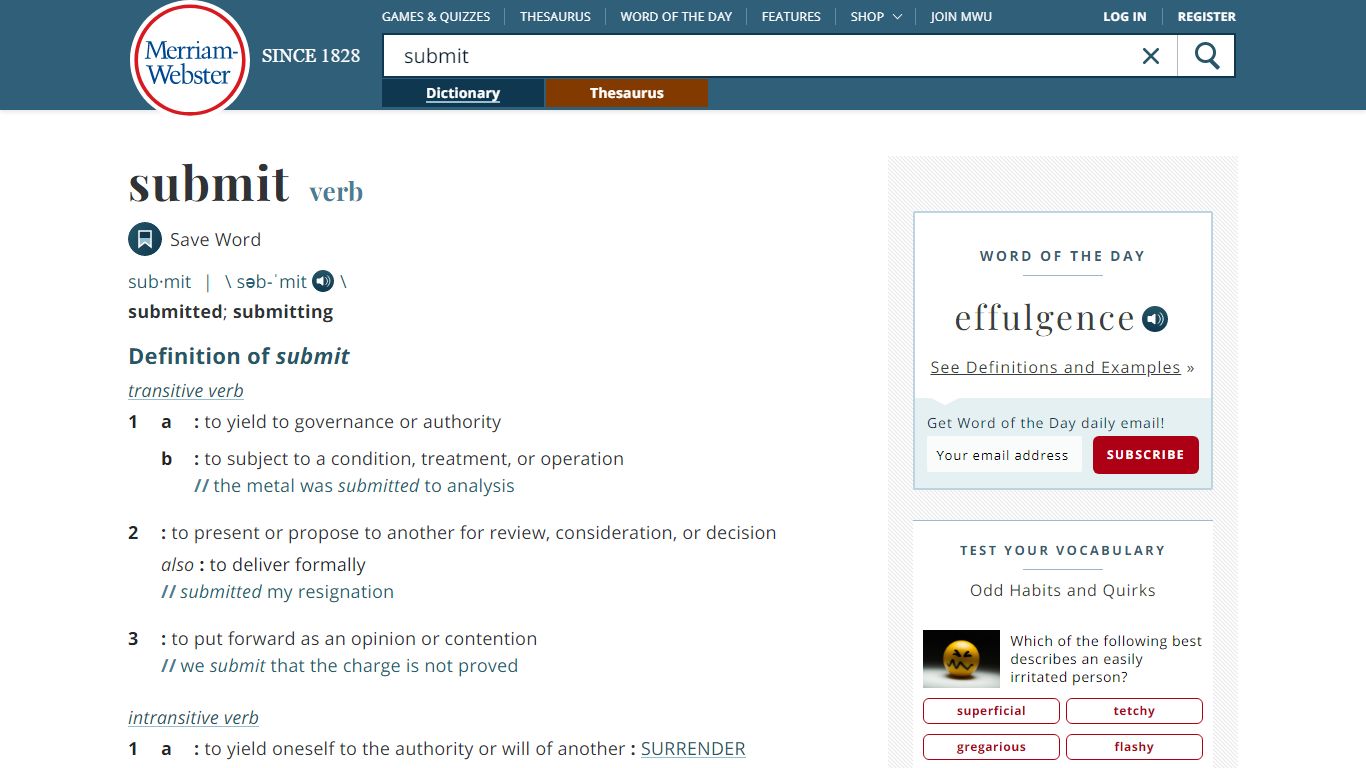 Submit Definition & Meaning - Merriam-Webster